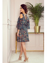 numoco Grünes Damen-Blumenkleid mit Ausschnitt Numoco
