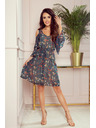 numoco Grünes Damen-Blumenkleid mit Ausschnitt Numoco