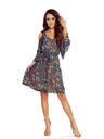 numoco Grünes Damen-Blumenkleid mit Ausschnitt Numoco