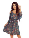 numoco Grünes Damen-Blumenkleid mit Ausschnitt Numoco