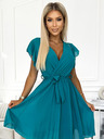 numoco Chiffon-Rüschenkleid mit Dekolleté und Rüschen - Meer Numoco
