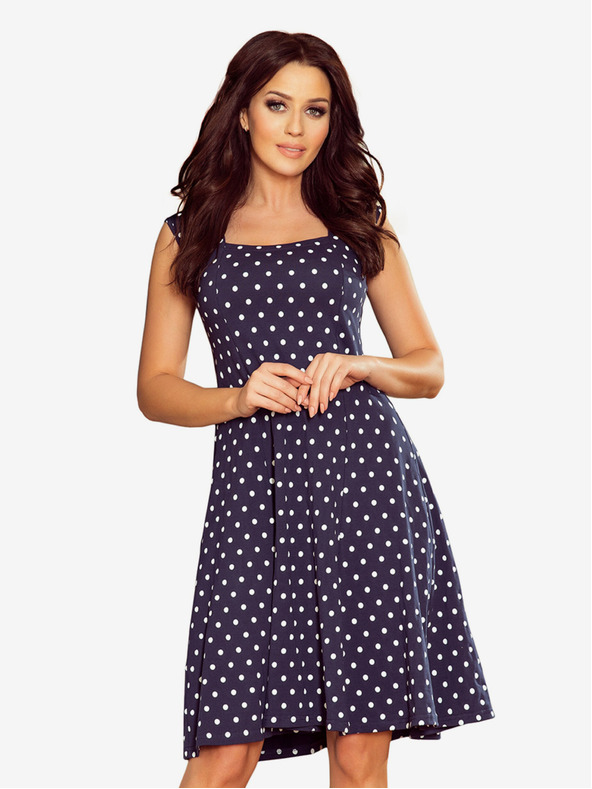 numoco Kleid mit Ausschnitt - dunkelblau mit Tupfen Numoco STELLA