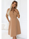 numoco Flowy Shirt Dress with Belt - MOCHA MOUSSE