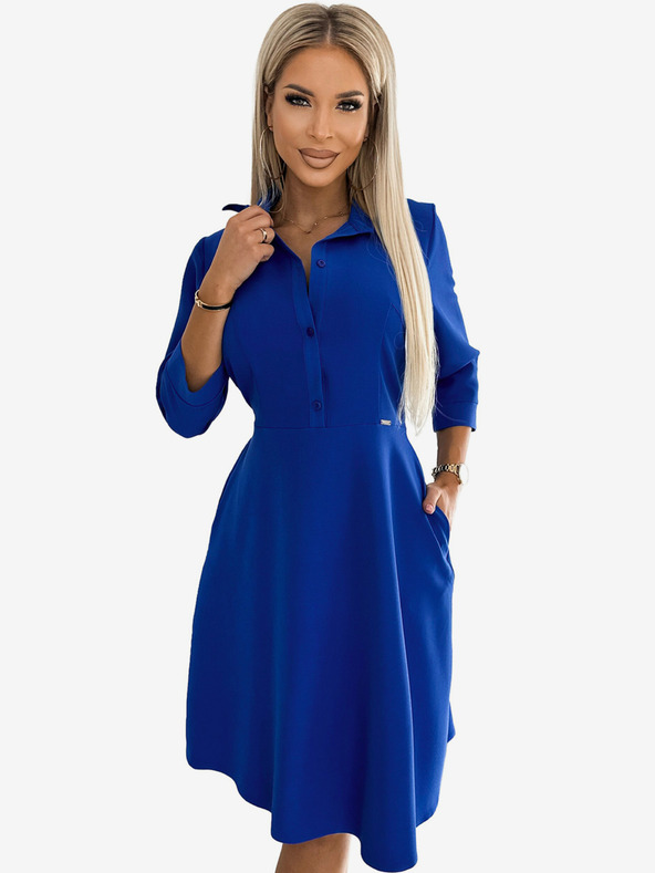numoco Fließendes Shirtkleid mit Gürtel - blau Numoco SANDY