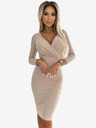 numoco Tailliertes Kleid mit Bleistiftausschnitt und langen Ärmeln - beige Numoco