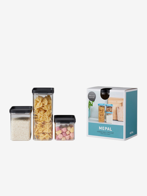 Mepal Mepal Omnia Set aus drei Lebensmittelbehältern mit Deckel in Schwarz