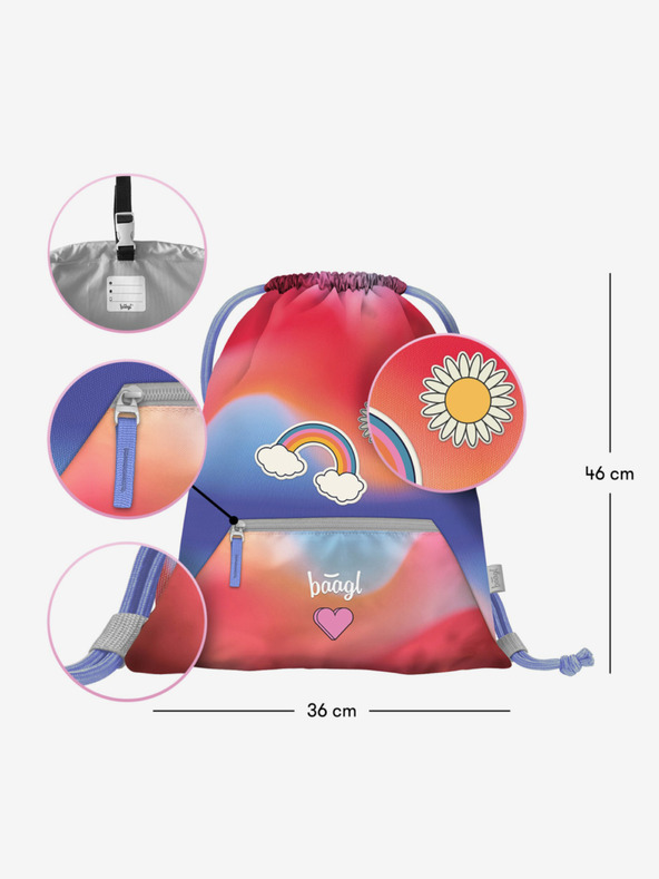 BAAGL  Rotes 3 SET Airy Hippie: Rucksack, Mäppchen, Tasche Baagl