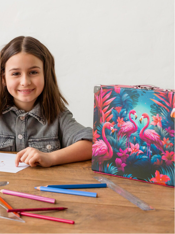 BAAGL  Pinke Faltschultasche mit Beschlägen Baagl Flamingos