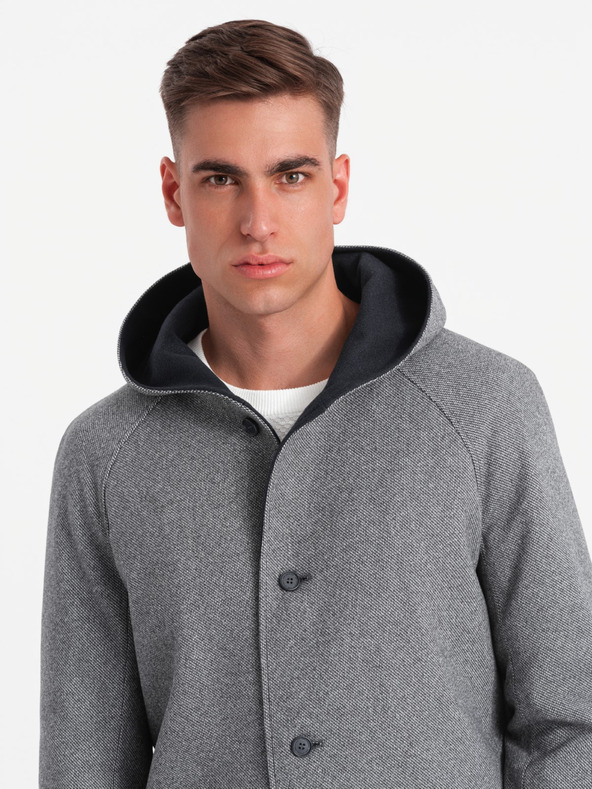 Ombre Clothing Herren Melange langer Mantel mit Kapuze Ombre Clothing