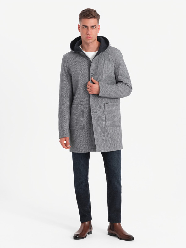 Ombre Clothing Herren Melange langer Mantel mit Kapuze Ombre Clothing