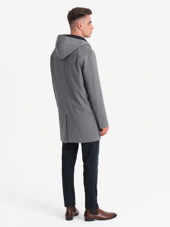 Ombre Clothing Herren Melange langer Mantel mit Kapuze Ombre Clothing