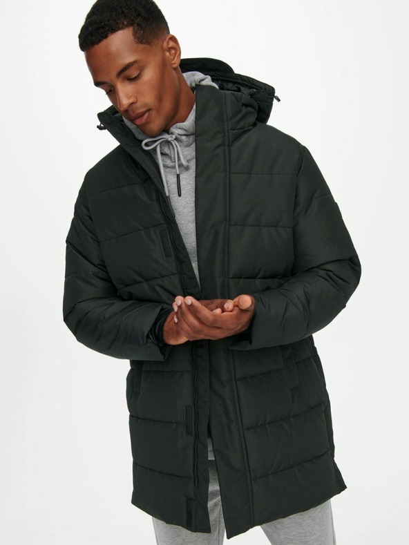 ONLY & SONS Schwarzer Herren-Steppwintermantel ONLY & SONS Carl