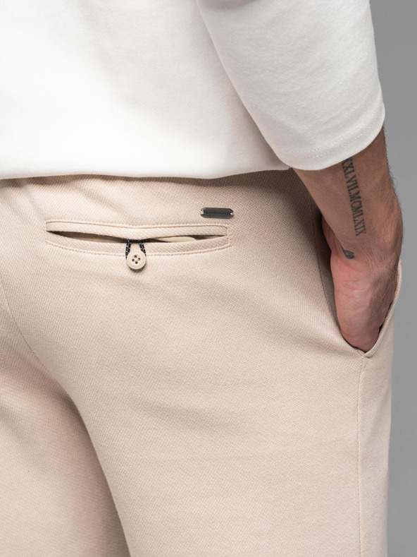 Ombre Clothing Herren Baumwoll-Trainingsanzug BASIC beige Ombre Kleidung