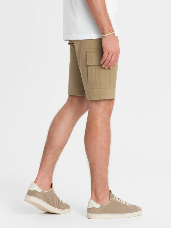 Ombre Clothing Einfarbige Herren-Cargo-Shorts mit Cargotaschen - Sand V1 OM-SRCG-0133 Ombre Clothing