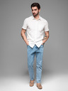 Ombre Clothing Herren Kurzarmhemd mit kubanischem Kragen weiß Ombre Clothing