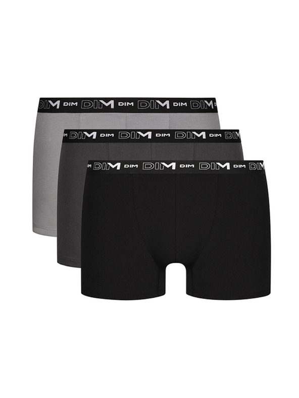 DIM Herren Boxershorts 3 Stück - Schwarz - Grau