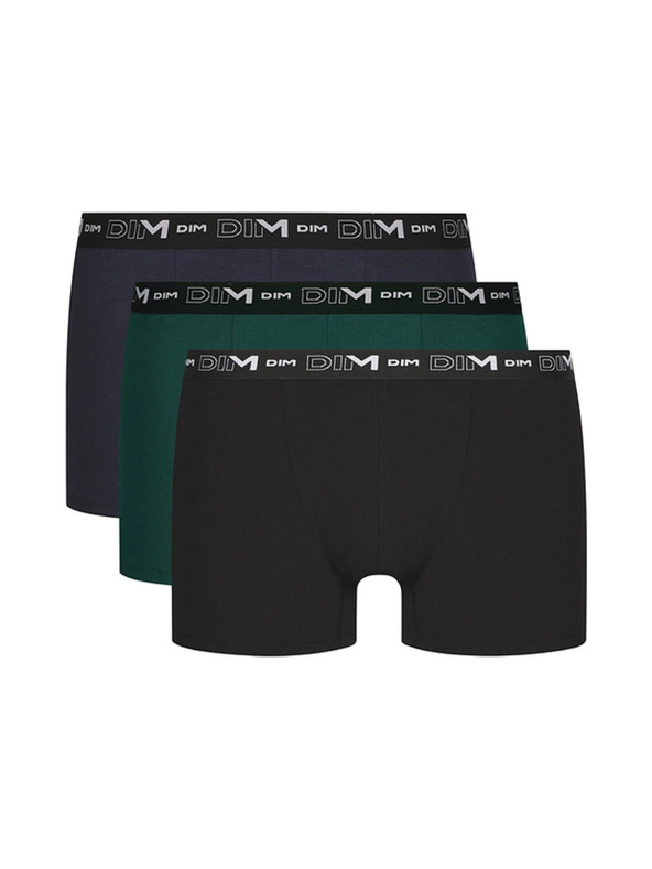 DIM Herren Boxershorts 3 Stück - dunkelgrün - blau - schwarz