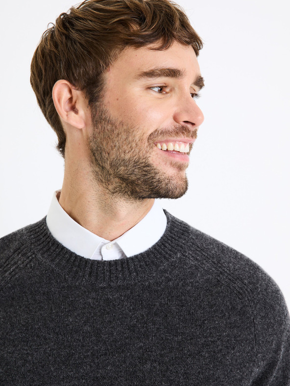 Celio Dunkelgrauer Herren-Wollpullover Celio Cevlna