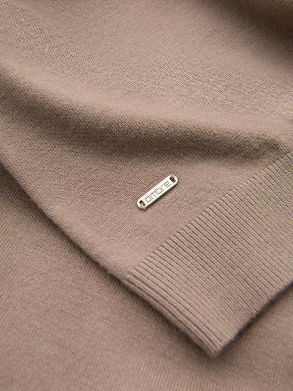 Ombre Clothing Gestrickter halber Rollkragenpullover mit Viskose - Dark Beige V3 OM-SWTN-0125 Ombre Kleidung