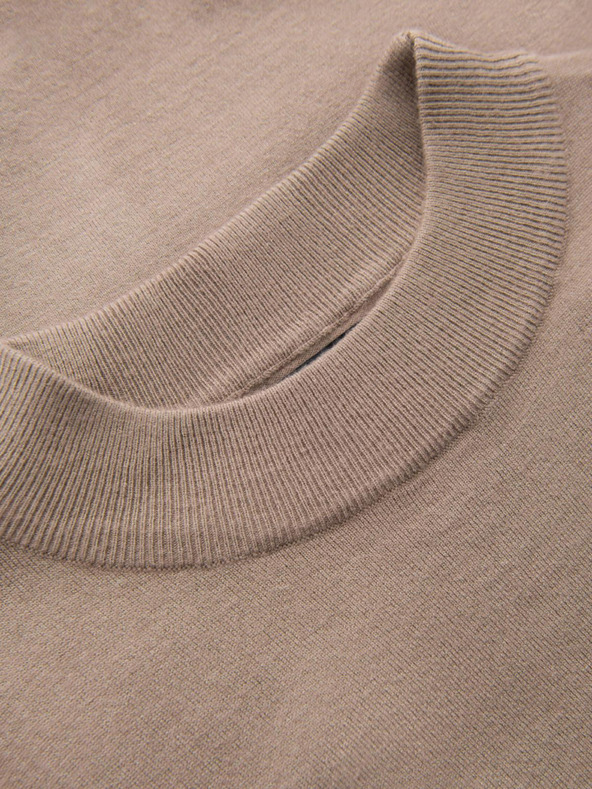 Ombre Clothing Gestrickter halber Rollkragenpullover mit Viskose - Dark Beige V3 OM-SWTN-0125 Ombre Kleidung