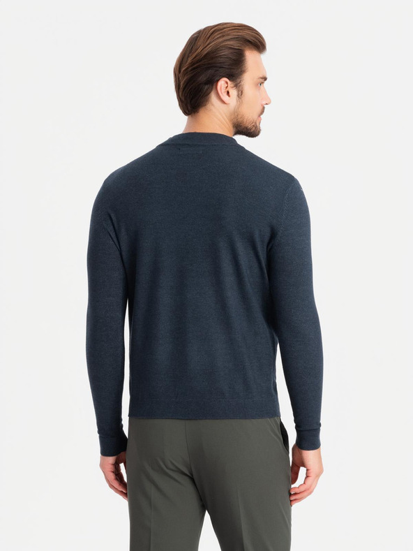 Ombre Clothing Gestrickter halber Rollkragenpullover mit Viskose - dunkelblau V4 OM-SWTN-0125 Ombre Clothing