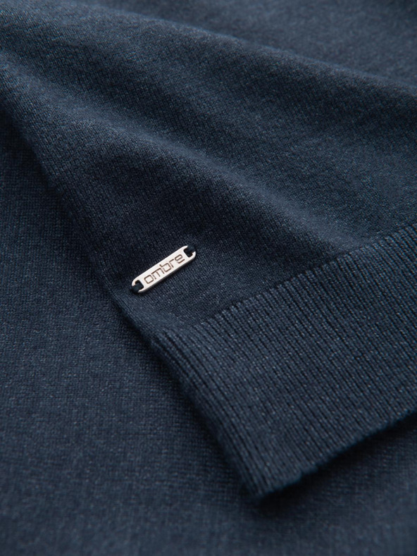 Ombre Clothing Herrenstrick-Rollkragenpullover mit Viskose - dunkelblau V4 OM-SWTN-0127 Ombre Clothing