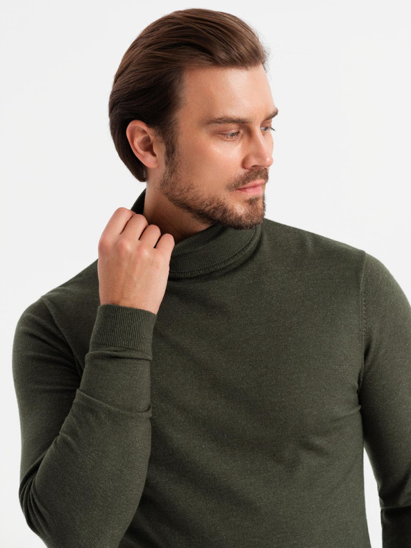 Ombre Clothing Herren-Rollkragenpullover aus Strick mit Viskose - dunkelgrau V5 OM-SWTN-0127 Ombre Clothing