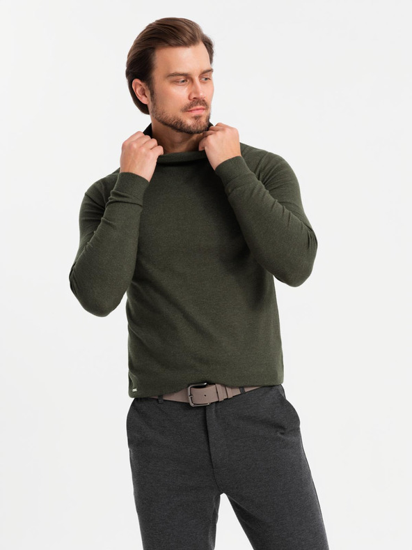 Ombre Clothing Herren-Rollkragenpullover aus Strick mit Viskose - dunkelgrau V5 OM-SWTN-0127 Ombre Clothing