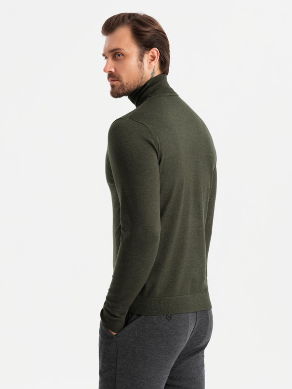 Ombre Clothing Herren-Rollkragenpullover aus Strick mit Viskose - dunkelgrau V5 OM-SWTN-0127 Ombre Clothing