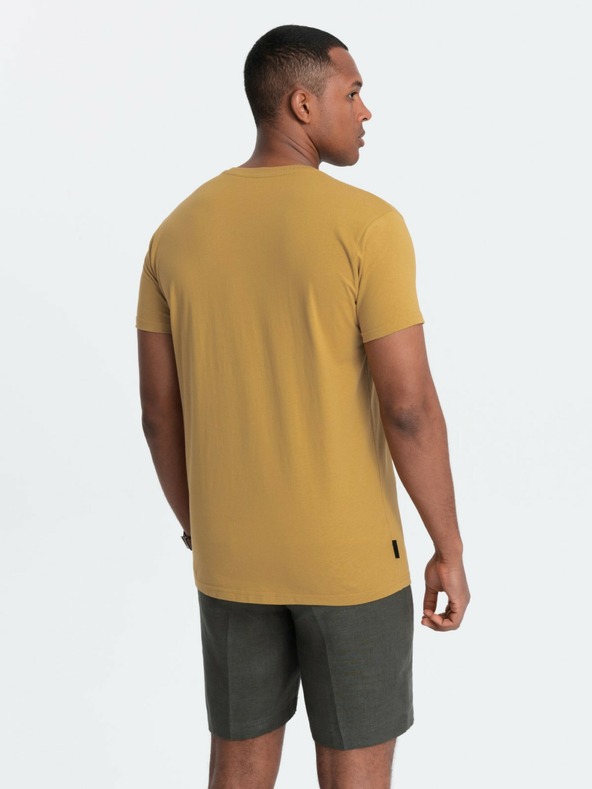 Ombre Clothing Herren T-Shirt BASIC mit Rundhalsausschnitt aus klassischer Baumwolle - senf V8 OM-TSBS-0145 Ombre Clothing