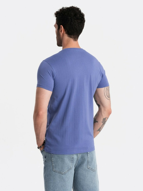 Ombre Clothing Herren BASIC T-Shirt mit klassischem V-Ausschnitt aus Baumwolle - lila V12 OM-TSBS-0145 Ombre Clothing