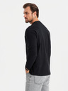 Ombre Clothing Herren T-Shirt LOOSE FIT Langarm mit Rundhalsausschnitt aus Baumwolle - schwarz V1 OM-LSBC-0129 Ombre Clothing