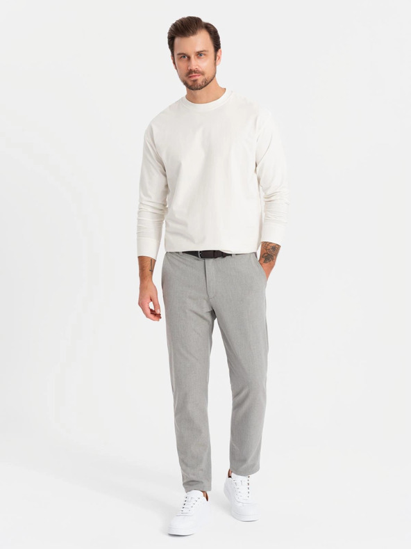 Ombre Clothing Herren LOOSE FIT Langarm T-Shirt mit Rundhalsausschnitt aus Baumwolle - Creme V2 OM-LSBC-0129 Ombre Clothing