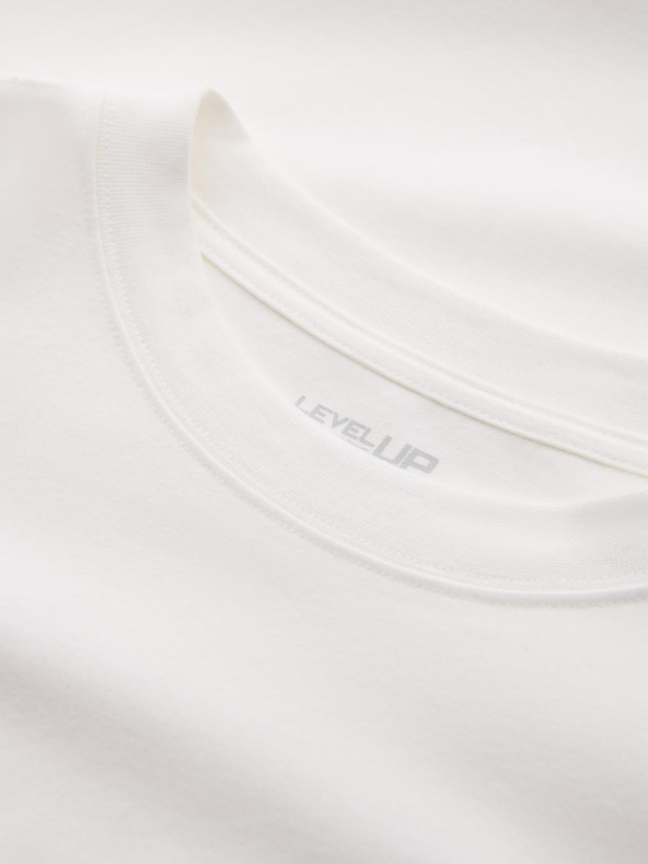 Ombre Clothing Herren LOOSE FIT Langarm T-Shirt mit Rundhalsausschnitt aus Baumwolle - Creme V2 OM-LSBC-0129 Ombre Clothing