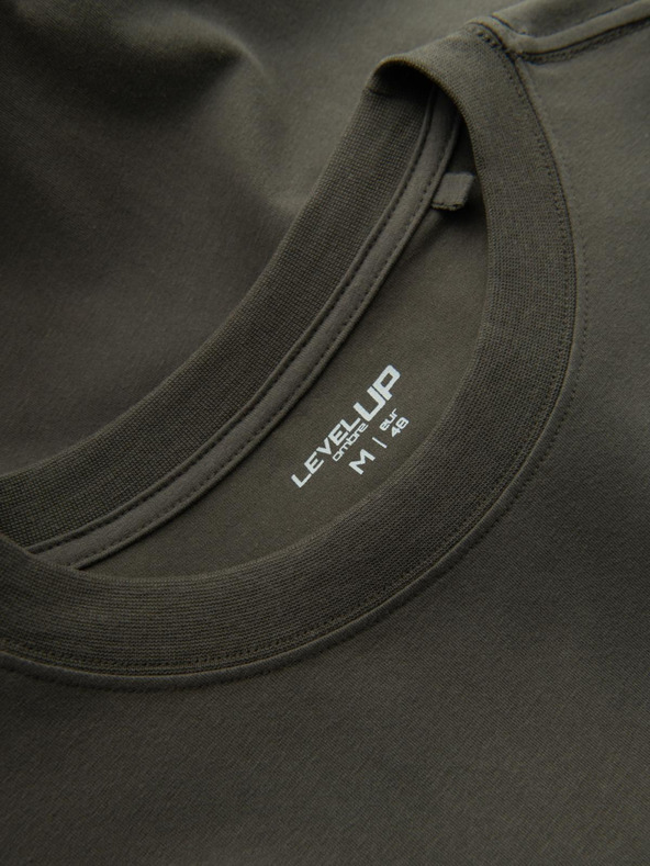 Ombre Clothing Herren Baumwoll-T-Shirt LOOSE FIT mit langen Ärmeln und Rundhalsausschnitt - grau-grün V3 OM-LSBC-0129 Ombre Clothing