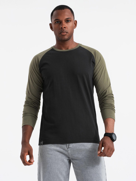 Ombre Clothing Bedrucktes langärmeliges Herren-T-Shirt - Schwarz V1 OM-LSPT-0119 Ombre Clothing