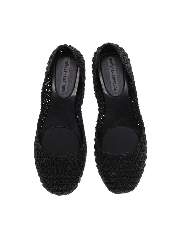 Melissa Schwarze Glitzer-Ballerinas Melissa Campana Papel