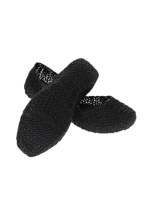 Melissa Schwarze Glitzer-Ballerinas Melissa Campana Papel