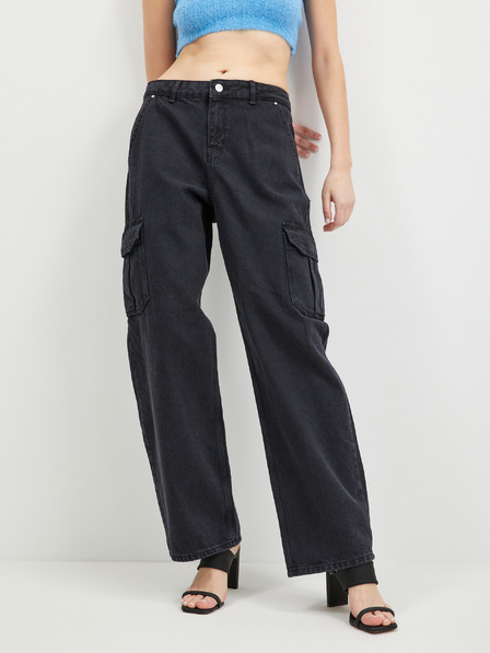 Noisy May Schwarze Damenjeans mit weitem Bein Noisy May Alexa