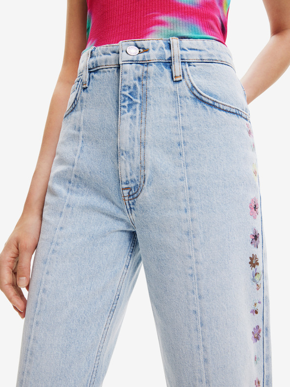 Desigual Hellblaue Desigual Damenjeans mit weitem Bein Flores