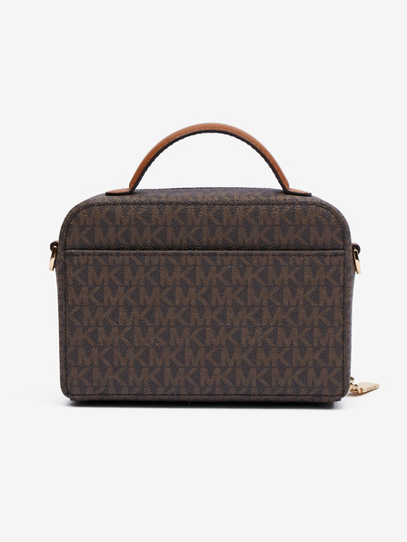 Michael Kors Dunkelbraune gemusterte Damen Michael Kors Trunk Xbody Handtasche