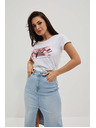 Moodo Damen T-Shirt L-TS-4019 WEISS Moodo