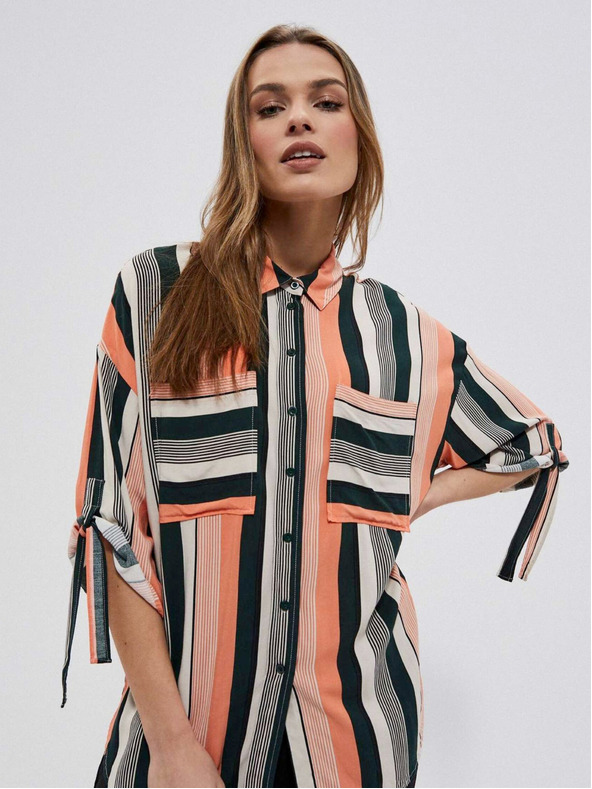 Moodo Schwarz-orange gestreiftes Damen-Shirt Moodo
