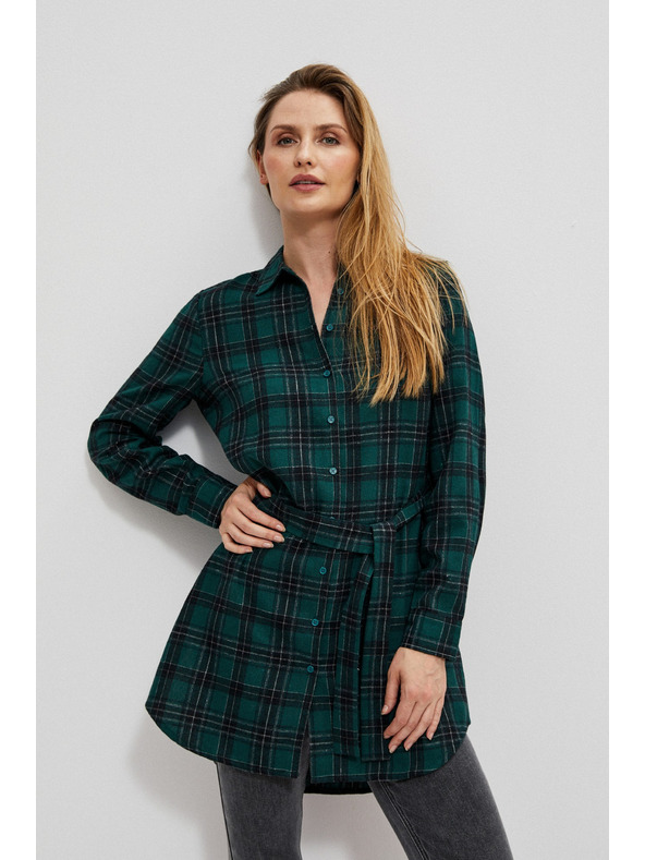 Moodo Dunkelgrün gestreiftes Damenhemd Moodo