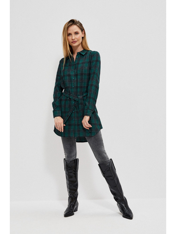Moodo Dunkelgrün gestreiftes Damenhemd Moodo