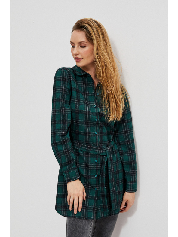 Moodo Dunkelgrün gestreiftes Damenhemd Moodo