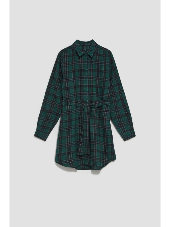 Moodo Dunkelgrün gestreiftes Damenhemd Moodo