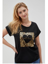 Moodo Damen-Schwarzes T-Shirt Moodo