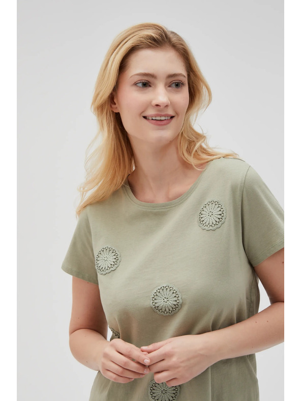 Moodo Damen-Olivfarbenes T-Shirt Moodo
