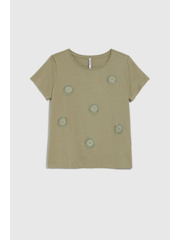 Moodo Damen-Olivfarbenes T-Shirt Moodo